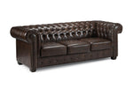 Old Bailey Chesterfield Sofa - Antique Brown 3 Seater - 215 CM