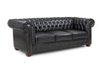 Old Bailey Chesterfield Sofa - Black 3 Seater - 215 CM