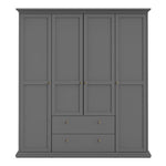 Paris Wardrobe with 4 Doors and 2 Drawers in Matt Grey