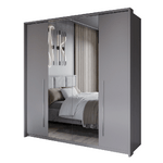 Ribble 210cm Bi-folding 4 Door Sliding Wardrobe Lava with Mirror