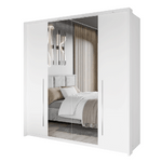 Ribble 210cm Bi-folding 4 Door Sliding Wardrobe White with Mirror