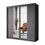 Rico 203cm Sliding Door Wardrobe Graphite + Mirror