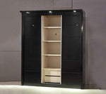 Rosy 180cm High Gloss 3 Door Sliding Wardrobe Black + Mirror