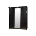 Rosy 180cm High Gloss 3 Door Sliding Wardrobe Black + Mirror