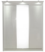 Rosy 180cm High Gloss 3 Door Sliding Wardrobe White + Mirror