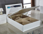 Rosy White High Gloss Ottoman Bed - Storage Lift Up | Single 3FT