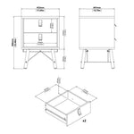 Ry Bedside Cabinet 2 Drawer in Matt Black Walnut