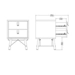 Ry Bedside Cabinet 2 Drawer in Matt Black Walnut