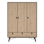 Ry Wardrobe 3 Doors 3 Drawers in Jackson Hickory Oak