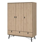 Ry Wardrobe 3 Doors 3 Drawers in Jackson Hickory Oak
