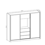 TV Sliding Door Wardrobe 254cm - Product Dimensions