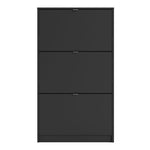 Shoes Shoe Cabinet 3 Flip Down Doors and 1 layer in Matt Black
