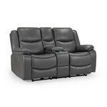 Gray leather power reclining sofa