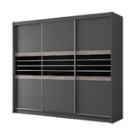 TURYN 250cm Sliding Door Wardrobe Lava / Black Glass