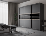 TURYN 250cm Sliding Door Wardrobe Lava / Black Glass
