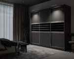 TURYN 250cm Sliding Door Wardrobe Lava / Black Glass