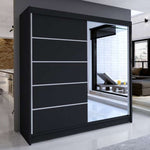 Tia III 180cm Sliding Door Wardrobe Black / Black