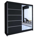 Tia III 180cm Sliding Door Wardrobe Black / Black