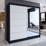 Tia III 180cm Sliding Door Wardrobe Black / White