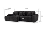Tokyo Sofa Black Left Hand Facing Corner - 298 x 147 CM