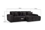 Tokyo Sofa Black Right Hand Facing Corner 298 x 147 CM