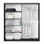 Wesley 200cm Sliding Door Wardrobe Black+Mirror
