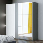 Wesley 200cm Sliding Door Wardrobe Graphite+Mirror