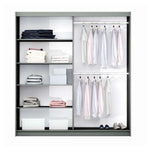 Wesley 200cm Sliding Door Wardrobe Graphite+Mirror