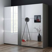 Wesley 250cm Sliding Door Wardrobe Graphite+Mirror