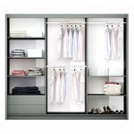 Wesley 250cm Sliding Door Wardrobe Graphite+Mirror