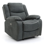 Manual recliner sofa in grey fabric