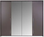 Ribble 256cm Bi-folding 4 Door Sliding Wardrobe Lava with Mirror