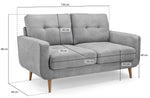 Aurora Sofa - Grey 2 Seater - 156 cm