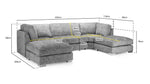 Bishop Fullback Sofa - Truffle U Shape Corner - 332 x 200 x 200 CM