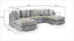 Bishop Scatterback Sofa - Platinum U Shape Corner - 332 x 200 x 200 CM