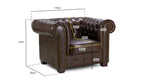 Old Bailey Chesterfield Sofa - Antique Brown Armchair - 110 CM