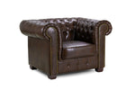 Old Bailey Chesterfield Sofa - Antique Brown Armchair - 110 CM