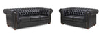 Old Bailey Chesterfield Sofa - Black 3+2 Set - 215 x 173 CM