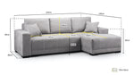 Andes Sofabed - Black/Grey Right Hand Facing Corner - 239 x 140 CM