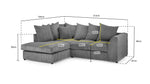 Amsterdam Jumbo Sofa - Grey Left Hand Facing Corner - 212 x 164 CM