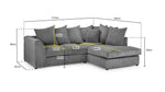 Amsterdam Jumbo Sofa - Grey Right Hand Facing Corner - 212 x 164 CM