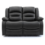Chicago Electric Leather Recliner Sofa - Black 2 Seater