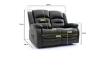 Chicago Electric Leather Recliner Sofa - Black 2 Seater