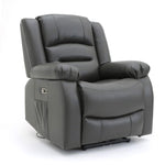 Chicago Electric Leather Recliner Sofa - Grey Armchair - 92 cm