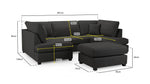 London Sofa - Black U Shape Corner - 281 x 158 x 158 CM