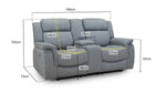 Florida Electric Recliner Sofa - Grey 2 Seater