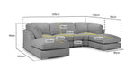 Jenga Sofa - Sofa Grey U Shape Corner - 330 x 200 x 200 cm