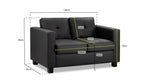Archie Sofa - Black 2 Seater - 140 CM