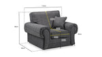 Brandon Sofa - Grey Armchair - 113 CM