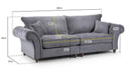 Richmond Fullback Sofa - Grey 4 Seater - 280 CM